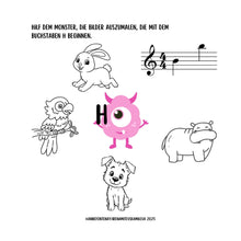 Load image into Gallery viewer, Musikmonster Bücher: Alphabet-Monster - Violinschlüssel