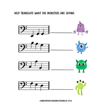 Load image into Gallery viewer, The Book of Music Aphabet Monsters - Bass clef - PDF